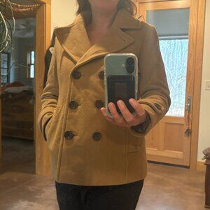 Lands End Wool and Cashmere Tan Peacoat